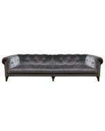 Alexander & James Luisa 4 Seater Split Sofa in Oracle Dark Chocolate fabric with Gold studs and Dark Wood feet