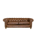 Alexander & James Abraham Junior Large Sofa upholstered in CAL Tan leather with Weathered Oak feet