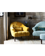 Alexander & James Imogen Chair upholstered in Plush Turmeric (buttoned) lifestyle shot