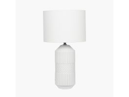 Meribel White Geo Textured Tall Ceramic Table Lamp