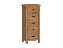 Worcester Oak 5 Drawer Narrow Chest