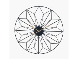 Black and Gold Metal Geo Design Round Wall Clock