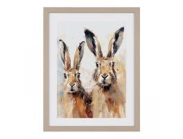 Hattie & Harold Pair of Rabbits Framed Watercolour Picture