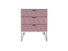 Diamond Kobe Pink 3 Drawer Midi Chest