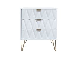 Diamond White 3 Drawer Midi Chest