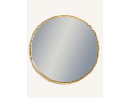 Antique Gold Metal Bamboo Mirror Round